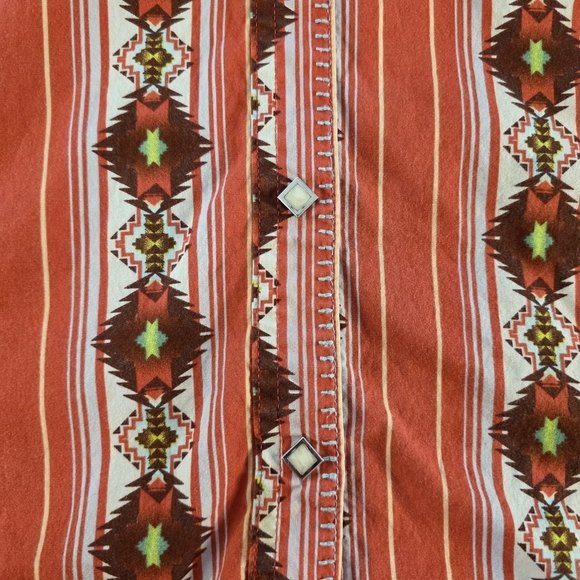 Wrangler Retro Women’s XXL Long Sleeve Pearl Snap Shirt Red Southwestern Aztec - Picture 5 of 8